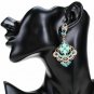 Spectacular Bold Retro Design Light Blue Color Dangle Earrings