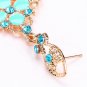 Spectacular Bold Retro Design Light Blue Color Dangle Earrings