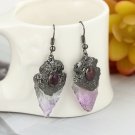Beautiful Handmade Natural Amethyst Stone Triangle Water Drop Earrings