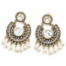 Magnificent Bohemian Design Round Clear Color Crystal With Pearl Tassel Earrings