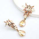 Beautiful Multilayer Spectacular Flower Drop Shape Crystal Earrings-Golden