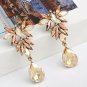 Beautiful Multilayer Spectacular Flower Drop Shape Crystal Earrings-Golden