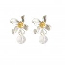 Beautiful Fashion 925 Silver Post Retro Sparkly White Flower Crystal Earring