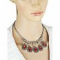 Vintage Water Drop Shape Crystal Necklace - Red