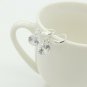 Impressive Silver Tone Round Hook Sparkle Clear 8mm Earrings