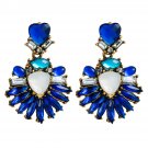 Beautiful & Bold Fashion Bohemian Crystal Fan Dangle Earrings-Blue