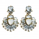 Beautiful & Bold Fashion Bohemian Crystal Fan Dangle Earrings-Clear