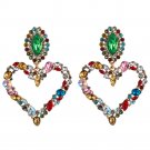 Big & Bold Fashion Retro Rainbow Heart Crystal Dangle Earrings-Green Big & Bold Fashion Retro Rainbow Heart Crystal Dangle Earrings-Green