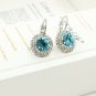 Classic "Hot Moon River" Silver Tone Leverback Sky Blue Crystal Earrings