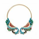 18k GP Magnificent Multi-Color Peacock Choker Necklace with Crystal & Pearls