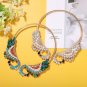 18k GP Magnificent Multi-Color Peacock Choker Necklace with Crystal & Pearls