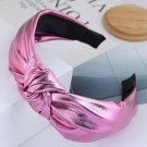 Hot Fluorescent Pink Color Knotted Turban Pu Fabric Wide Headband Hot Fluorescent Pink Color Knotted Turban Pu Fabric Wide Headband