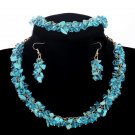 Magnificent Top-End 3 pc Natural Stone Turquoise With Crystal Necklace Set Magnificent Top-End 3 pc Natural Stone Turquoise With Crystal Necklace Set
