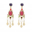 Beautiful Fashion Retro Pearls and Pink Lucite Dangle Earrings