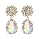 Stunning Huge Retro Star & Teardrop Aurora Boreal & Clear Color Crystal Earrings