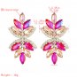 Stunning & Beautiful Double Flowers Rose/Red/Peach Color Crystal Long Earrings