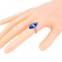 Unique & Fancy Blue Rhinestone & CZ Modern Ring-Size 7