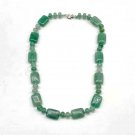 Exquisite Natural Aventurine Stone 18" Necklace with Flat Rectangle Beads