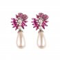 Dramatic Baroque Hot Pink Crystal & Pearl Dangle Earrings