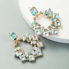 Beautiful Bohemian Glamour Circle Crystal & CZ Earrings - Aurora Borealis