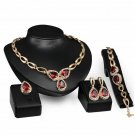 18k Gold Plated Sophisticated Jewelry Set - Red Austrian Crystal & CZ