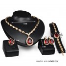 18k Gold Plated Beautiful Jewelry Set - Red Austrian Crystal & CZ