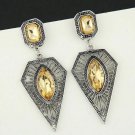 Beautiful Fashion Retro Geometric Shape Yellow CZ Metal Earrings Beautiful Fashion Retro Geometric Shape Yellow CZ Metal Earrings