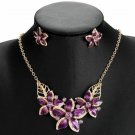 Exotic Flower Necklace & Earrings Set Purple with Purple Crystals Exotic Flower Necklace & Earrings Set Purple with Purple Crystals