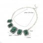 Sharp Retro Silver Tone Necklace with Faux Malachite Stones