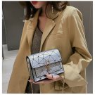 Luxury Ladies Like Oblique Laser Stitching Small Bag Lock Clasp Clutch-Silver Luxury Ladies Like Oblique Laser Stitching Small Bag Lock Clasp Clutch-Silver