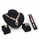 18k Gold Plated Beautiful Jewelry Set with Pearl Leaves & CZ