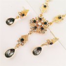 Stunning Necklace & Earrings Black and Clear Crystal Sets