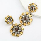 Massive Aztec Mayan Ethnic Round Shape Gold Color Crystal Earrings Massive Aztec Mayan Ethnic Round Shape Gold Color Crystal Earrings
