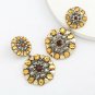 Massive Aztec Mayan Ethnic Round Shape Gold Color Crystal Earrings