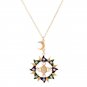 Heavenly Beautiful Moon & Sun Celestial Dangle Earrings with Sun Necklace Set