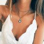 Moonstone Pendant On Double Chain Silver Tone Necklace For Small Neck