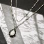 Moonstone Pendant On Double Chain Silver Tone Necklace For Small Neck