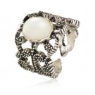 Stunning Vintage Filigree Design Opal Cabochon Ring - adjustable size