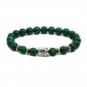 Unique Natural Energy Stone Malachite Buddha Head 2 Row Bracelet