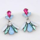 Beautiful Fashion Art Deco Light Blue, Multi-Color Shiny Crystal Earrings