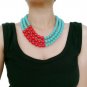 Beautiful & Massive Blue & Red Beads Turquoise Necklace & Earrings Set