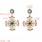 Unique Aztec Mayan Ethnic Round Shape Cross Multi Color Crystal Earrings