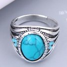Beautiful Handmade Blue Turquoise Classic Unisex Tibetan Silver Ring - 4 sizes