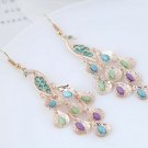 Long & Beautiful Stylish Peacock Turquoise Color Earrings Rose Gold Tone Alloy Long & Beautiful Stylish Peacock Turquoise Color Earrings Rose Gold Tone Alloy