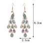 Long & Beautiful Stylish Peacock Turquoise Color Earrings Rose Gold Tone Alloy