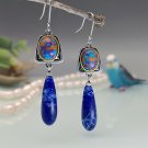 European Bohemian Lapis Lazuli with Color Turquoise Gemstone Drop Hook Earrings European Bohemian Lapis Lazuli with Color Turquoise Gemstone Drop Hook Earrings