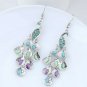 Long & Beautiful Stylish Peacock Turquoise Color Earrings Silver Tone Alloy