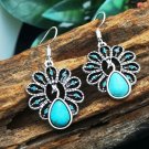 Unique Pearshaped Turquoise Peacock Dangle Hook Earrings