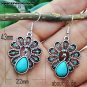 Unique Pearshaped Turquoise Peacock Dangle Hook Earrings