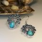 Unique Pearshaped Turquoise Peacock Dangle Hook Earrings